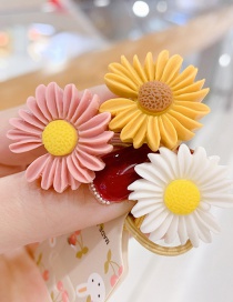 Fashion Pink Yellow And White Resin Contrast Color Daisy Kids Rubber Band Set