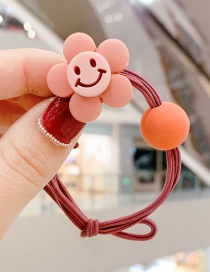 Fashion Deep Bean Paste Smiley Little Flower Ball Hitting Color Knotted Hair Rope