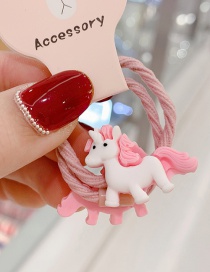 Fashion Pink 1 Pair Resin Unicorn Hit Color Children Rubber Band