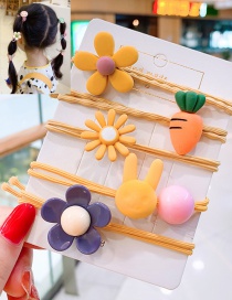 Fashion Yellow Flowers (set Of 5) Flower Carrot Bunny Hit Color Children's Headband Set