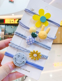 Fashion Blue Smiley (set Of 5) Flower Smiley Bunny Pineapple Hit Color Children's Headband Set