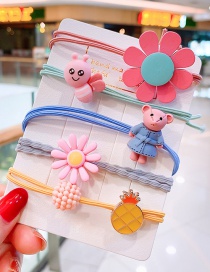 Fashion Pink Sun Flower (set Of 5) Flower Bear Bee Pineapple Hit Color Children's Head Rope Suit