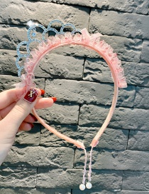 Fashion Pink Diamond Lace Crown Fake Earrings Non-slip Children Hair Band