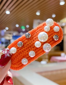 Fashion Orange Pearl Ball Knit Wool Hair Clip