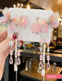 Fashion Pink 1 Pair Resin Flower Butterfly Pearl Children's Long Hair Clip