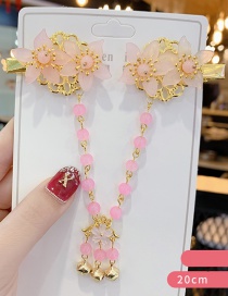 Fashion Pink Resin Flower Bell Tassel Child Forehead Chain Hair Clip