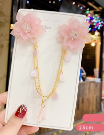 Fashion Pink Resin Flower Bell Tassel Child Forehead Chain Hair Clip