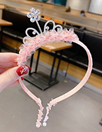 Fashion Pink Lace Rhinestone Crown Fake Earrings For Children