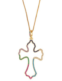 Fashion Color Micro Inlaid Zircon Cross Necklace