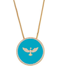 Fashion Blue Geometric Oil Drop Round Diamond Dove Necklace