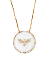 Fashion White Geometric Oil Drop Round Diamond Dove Necklace