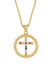 Fashion Golden 18k Gold Plated Cross Cutout Necklace