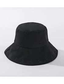 Fashion Black Digital Embroidered Cotton Fisherman Hat