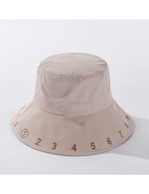Fashion Beige Digital Embroidered Cotton Fisherman Hat