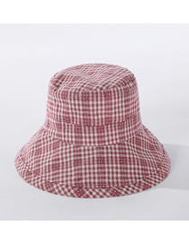 Fashion Pink Checkered Foldable Fisherman Hat