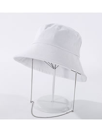 Fashion White Pure Color Metal Chain Cotton Fisherman Hat