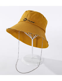 Fashion Yellow Smiley Embroidered Wide-brimmed Chain Fisherman Hat