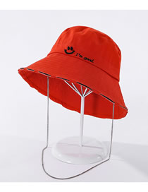 Fashion Orange Smiley Embroidered Wide-brimmed Chain Fisherman Hat