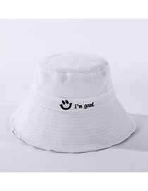 Fashion White Smiley Letter Embroidered Three-dimensional Cotton Fisherman Hat