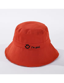Fashion Orange Smiley Letter Embroidered Three-dimensional Cotton Fisherman Hat