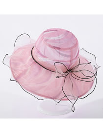 Fashion Light Pink Net Gauze Edging Anemone Hat