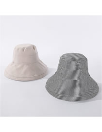 Fashion Beige Striped Fisherman Hat On Both Sides