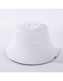 Fashion White Pure Color Metal Patch Cotton Fisherman Hat