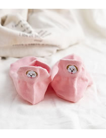 Fashion Pink Heel Puppy Embroidered Cotton Socks