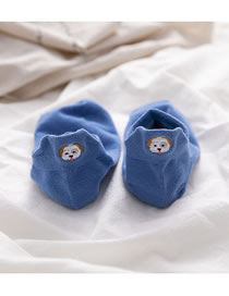 Fashion Blue Heel Puppy Embroidered Cotton Socks