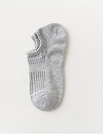 Fashion Light Grey Large Heel Waist Cotton Invisible Socks