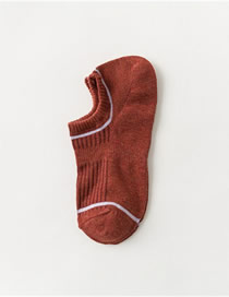 Fashion Brick Red Large Heel Waist Cotton Invisible Socks