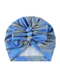 Fashion Blue Polyester Cotton Pleated Bow Hat