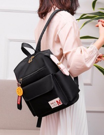 Fashion Black Contrasting Contrasting Letter Logo Flower Zipped Backpack