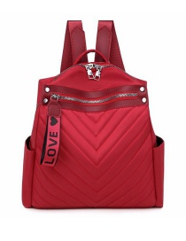 Fashion Red Waterproof Burglar Diamond Letter Backpack