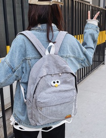 Fashion Gray Canvas Embroidered Big Eyes Cute Backpack