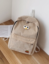 Fashion Khaki Canvas Embroidered Big Eyes Cute Backpack