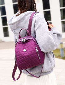 Fashion Purple Embroidered Diamond Backpack With Zip