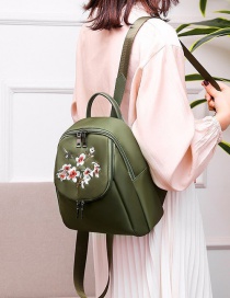 Fashion Green Plum Embroidered Waterproof Nylon Backpack
