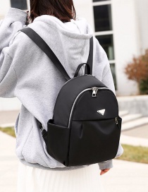 Fashion Black Nylon Letter Logo Double Zip Backpack