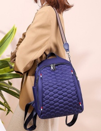 Fashion Blue Embroidered Diamond Double Zipper Backpack