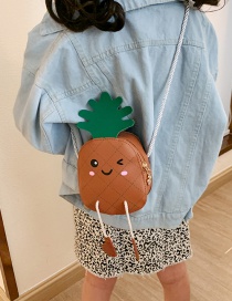 Fashion Light Brown Expression Pineapple Contrast Color Children Messenger Bag
