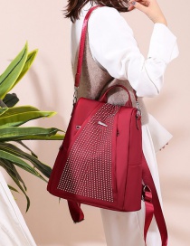 Fashion Red Multifunctional Geometric Studs Backpack