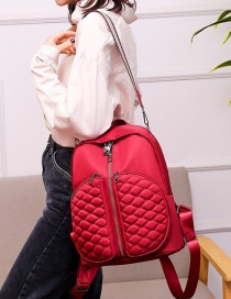 Fashion Red Wine Multifunctional Pu Leather Diamond Embroidered Shoulder Backpack