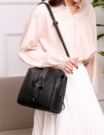 Fashion Black Fringe Zip Shoulder Crossbody Bag