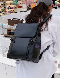 Fashion Black Flap-knotted Stitched Soft-faced Backpack
