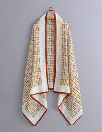 Fashion White Contrasting Color-block Print Scarves And Shawls
