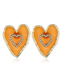 Fashion Orange Acrylic Love Irregular Diamond Earrings