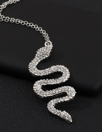 Fashion Silver Snake-shaped Diamond Alloy Necklace