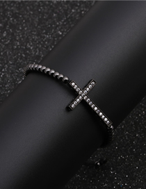 Fashion Gun Black Cross Braided Adjustable Bracelet With Diamonds
