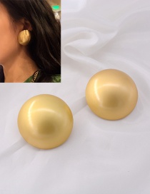 Fashion Golden Distressed Button Domed Alloy Earrings